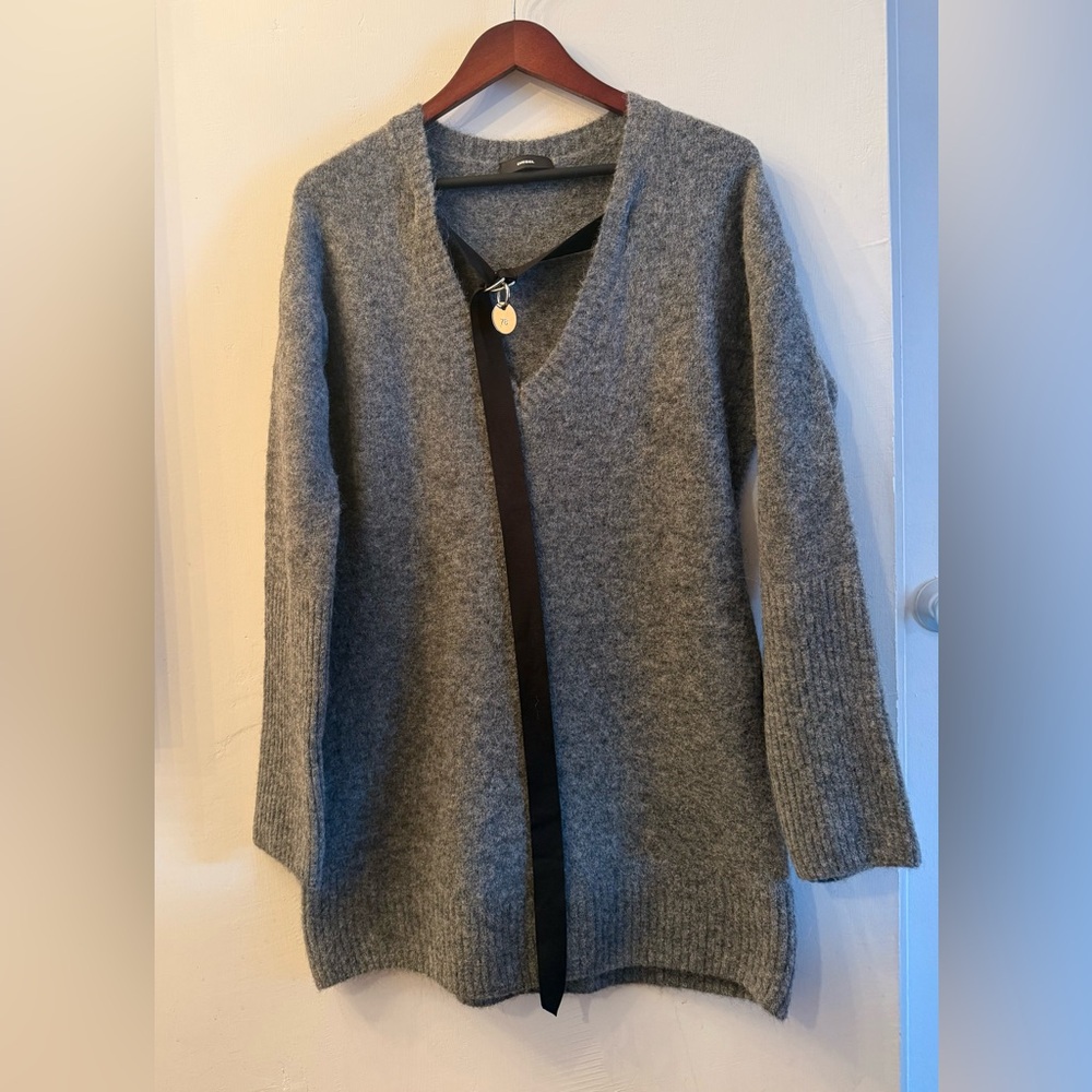 Diesel Industry 78 Fuzzy Mohair Knit Mini dress with Ribbon and Silver 78 charm